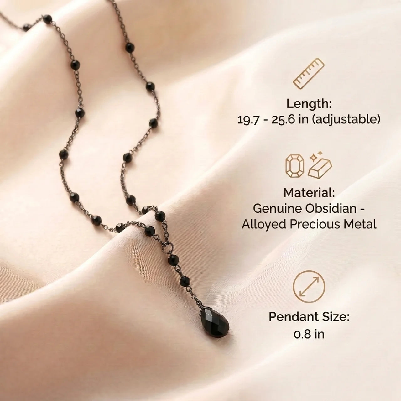 Obsidian Necklace - Pearl Necklace with Pendant