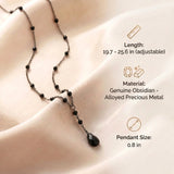 Obsidian Necklace - Pearl Necklace with Pendant