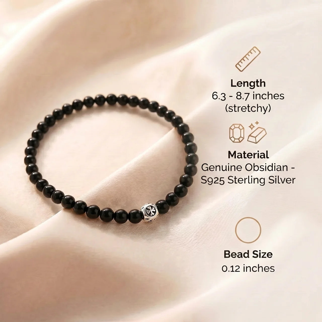 Obsidian Bracelet - Pearls