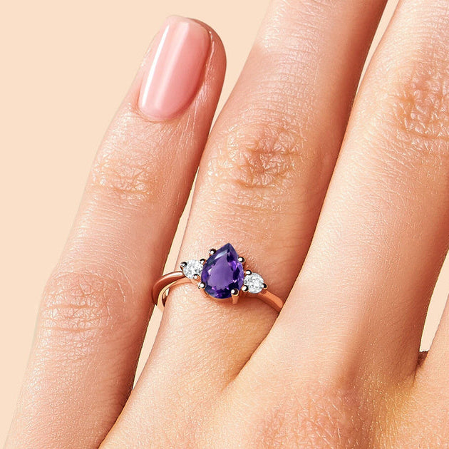 Amethyst Ring - Drop Shape Ground