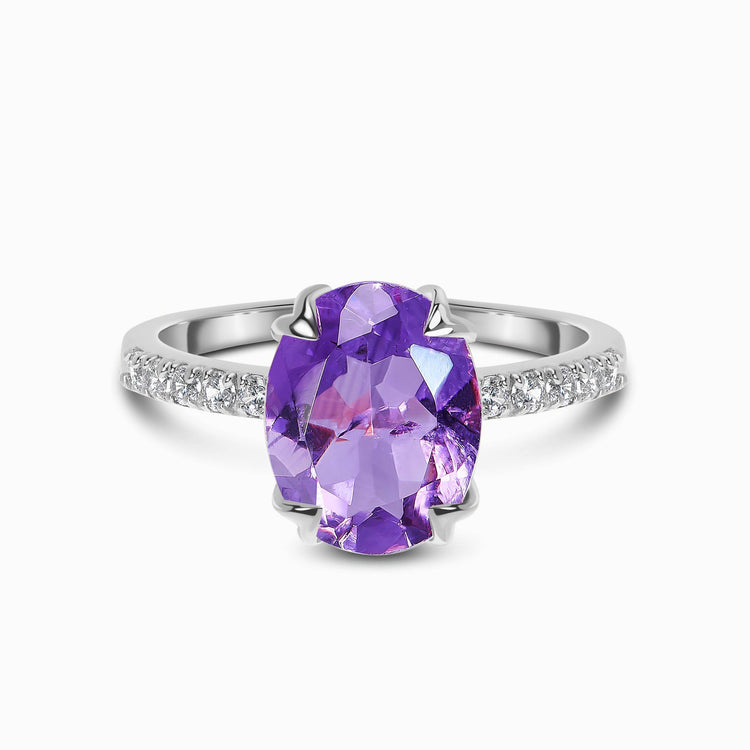 Amethyst & White Zircon Ring