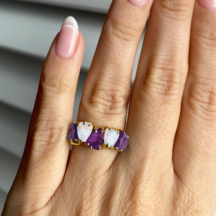Amethyst & Moonstone Ring