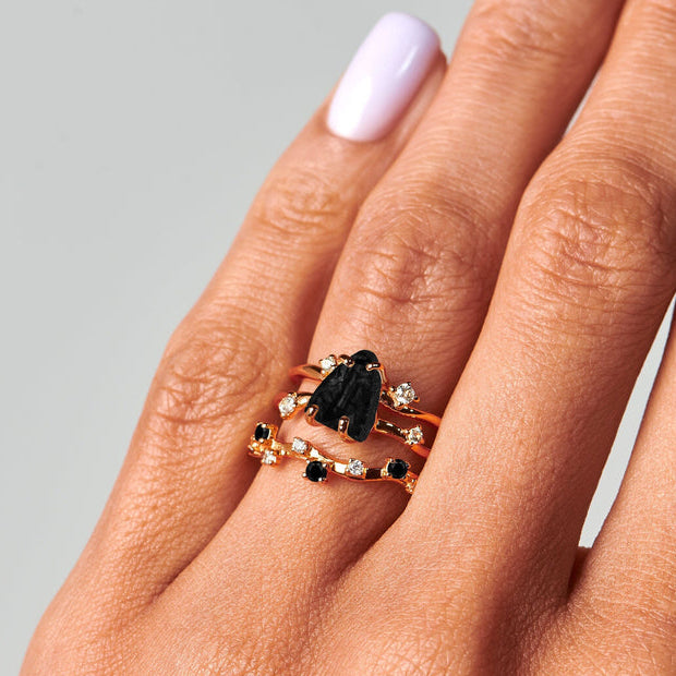 Obsidian Ring - Stardust Band
