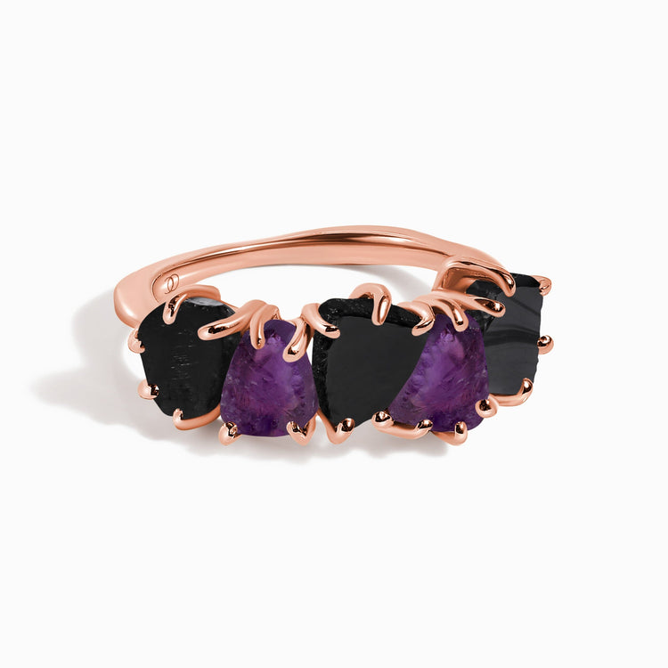 Amethyst & Obsidian Ring