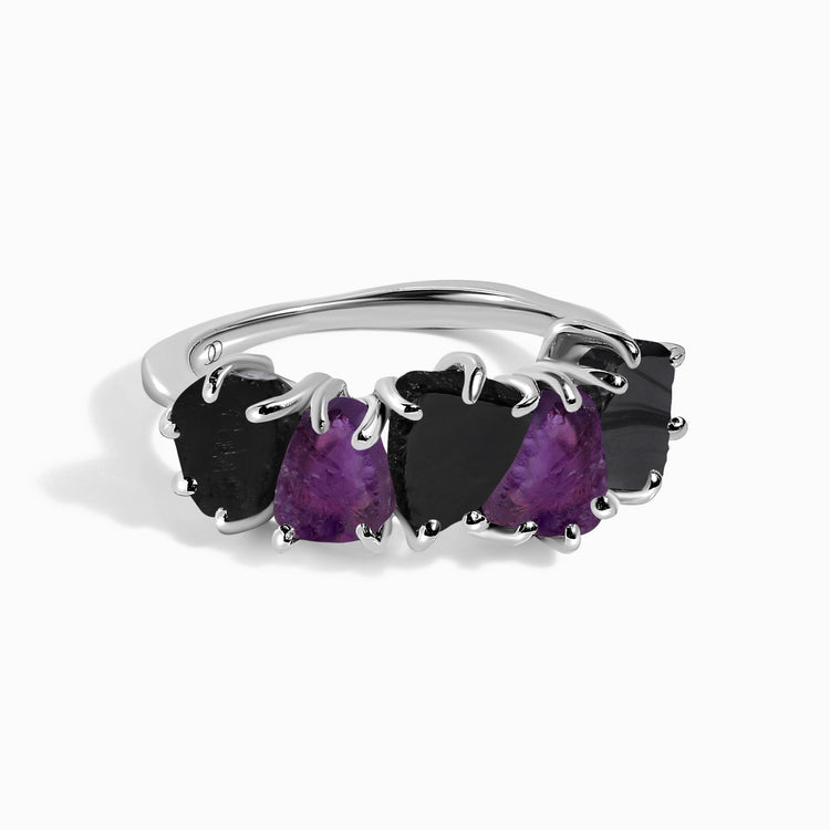 Amethyst & Obsidian Ring