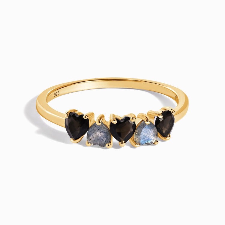 Obsidian & Labradorite Ring