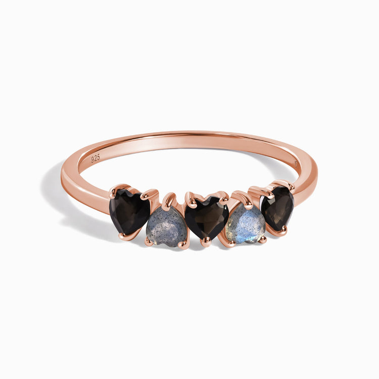 Obsidian & Labradorite Ring