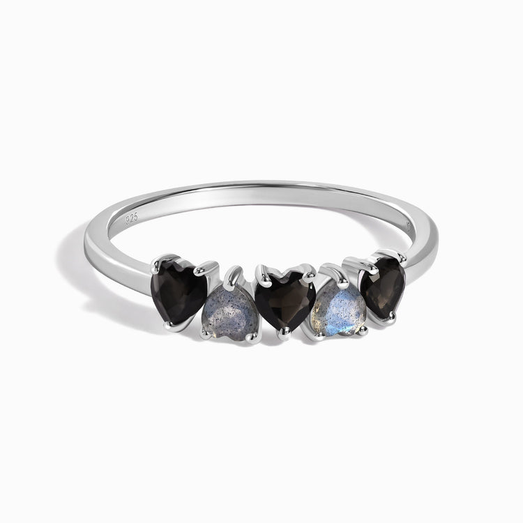 Obsidian & Labradorite Ring