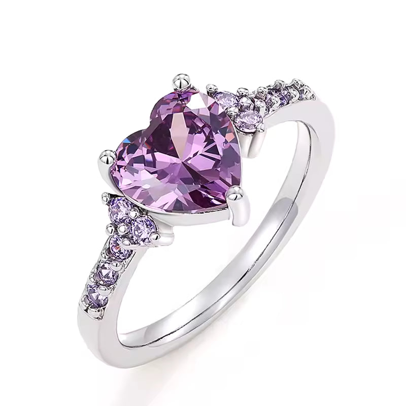 Amethyst Ring - Heart