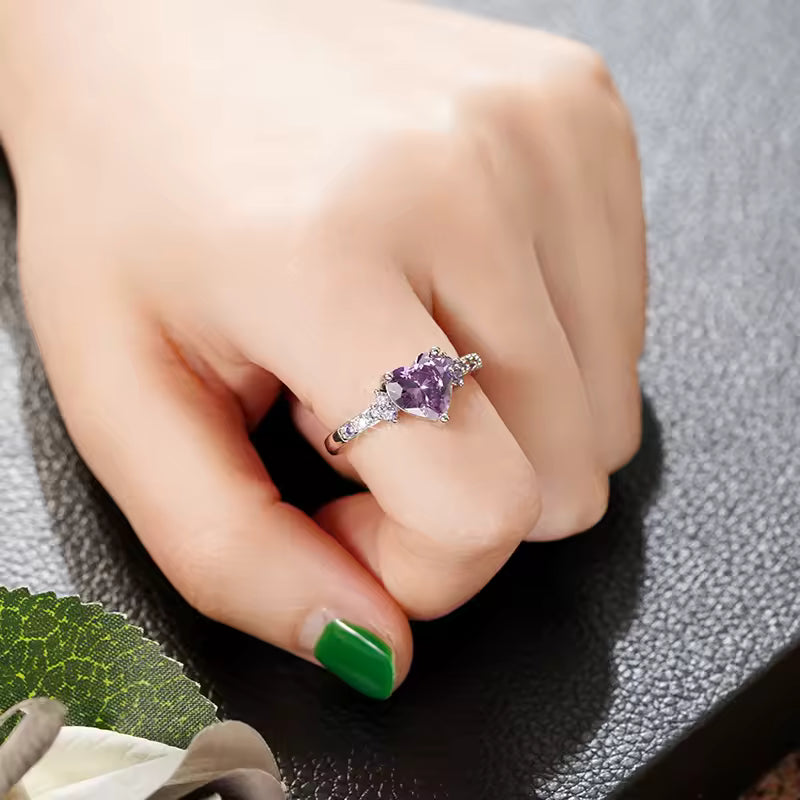 Amethyst Ring - Heart