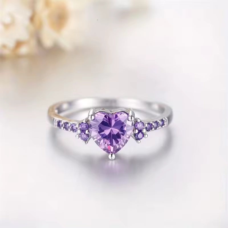 Amethyst Ring - Heart