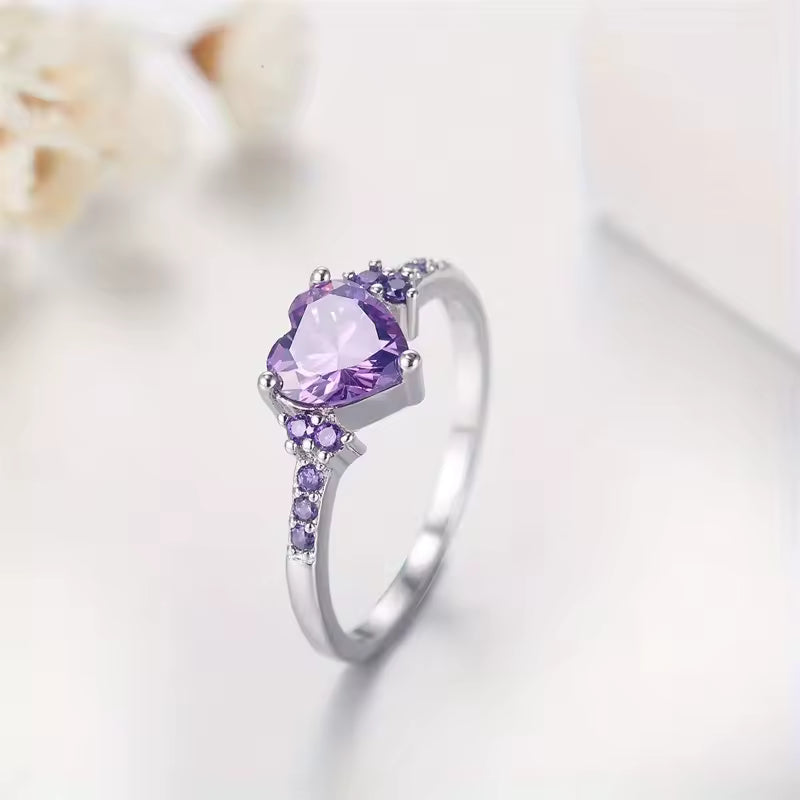 Amethyst Ring - Heart