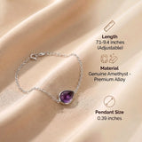 Amethyst Bracelet - Bead Pendant in Silver