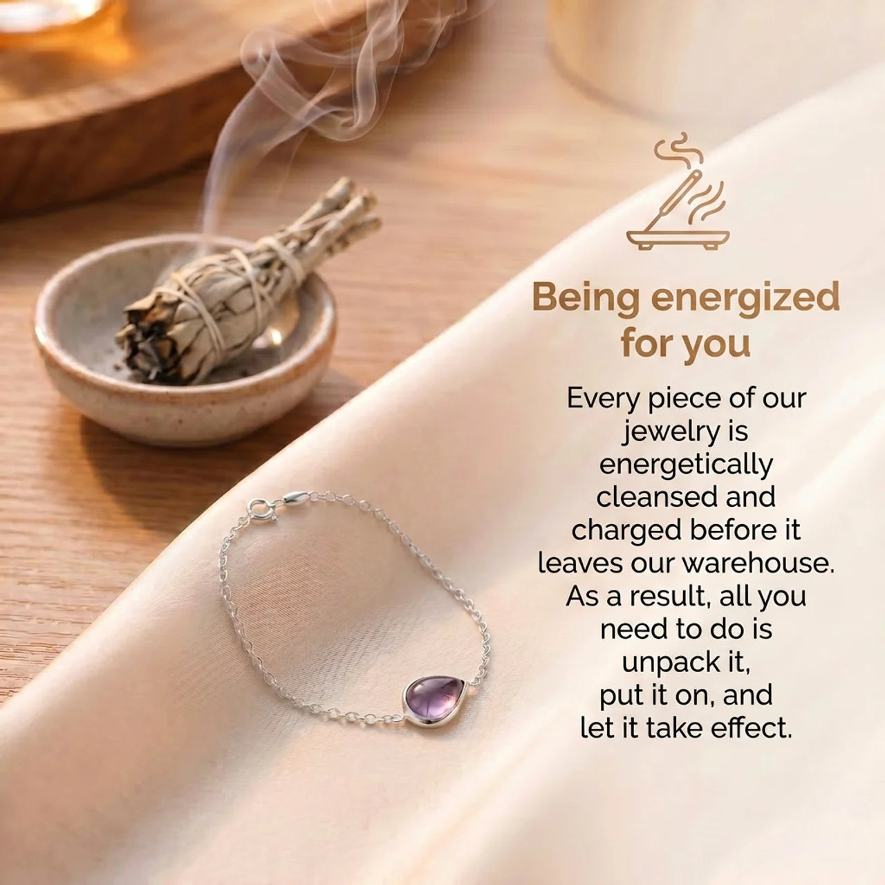 Amethyst Bracelet - Bead Pendant in Silver