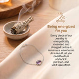 Amethyst Bracelet - Bead Pendant in Silver