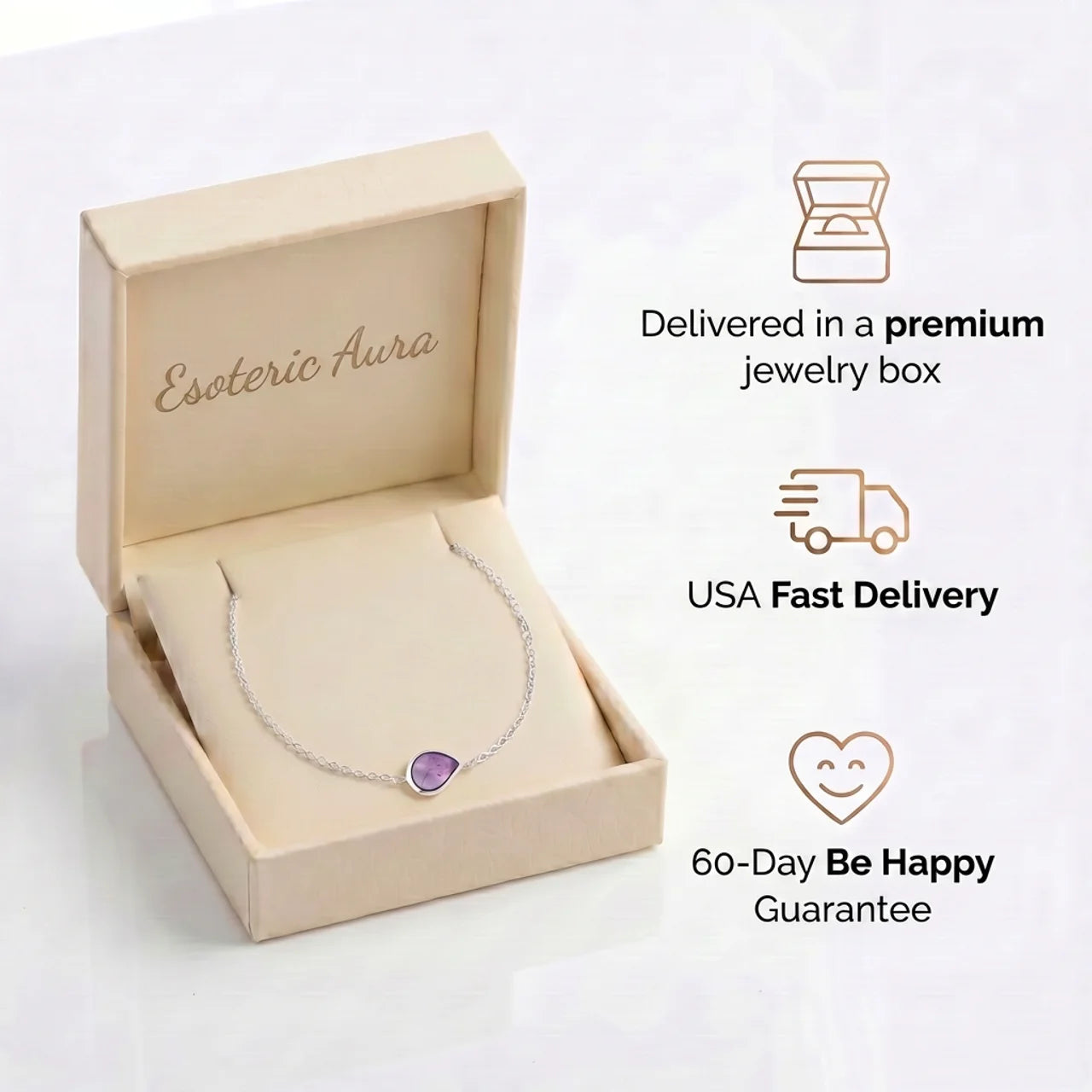 Amethyst Bracelet - Bead Pendant in Silver