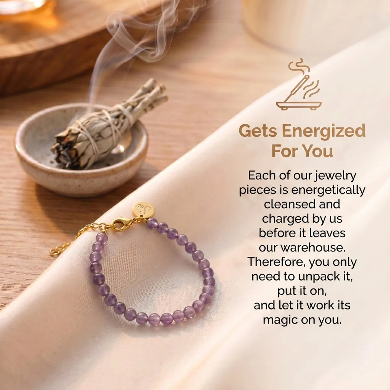 Amethyst Bracelet - Gold Alloy