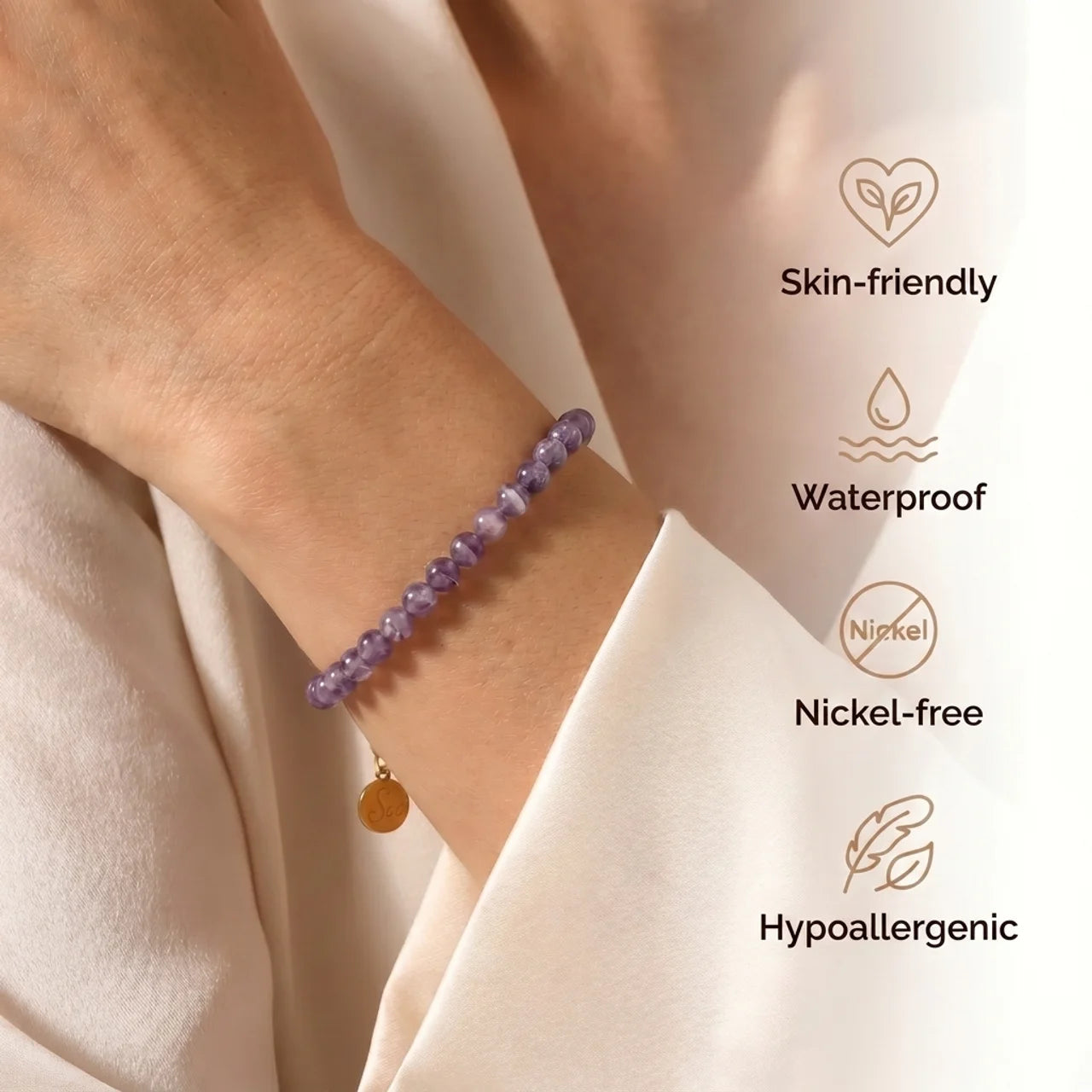 Amethyst Bracelet - Gold Alloy