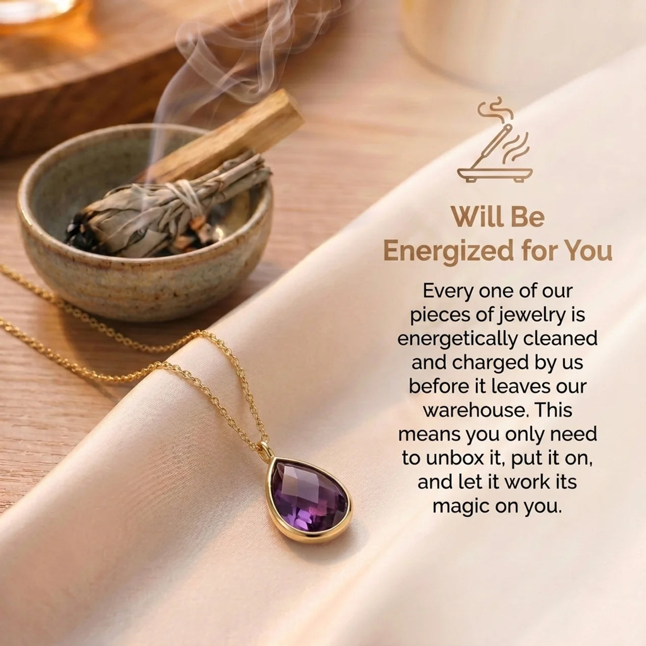 Amethyst Necklace with Gold Chain