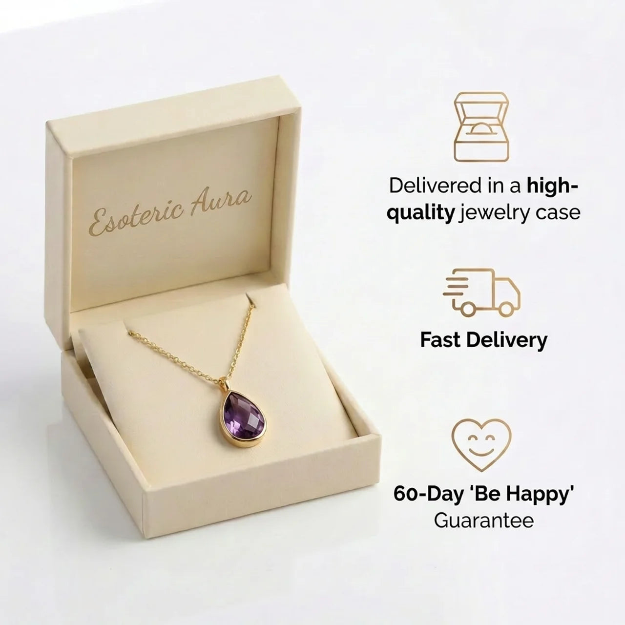Amethyst Necklace with Gold Chain