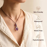 Amethyst Necklace - Unprocessed with Leather Cord