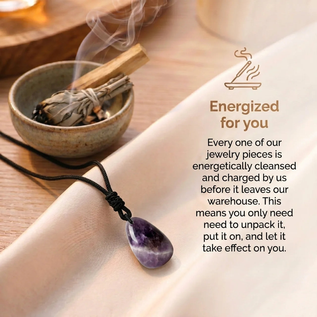 Amethyst Necklace - Pearl with Fabric Chain