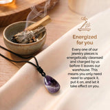 Amethyst Necklace - Pearl with Fabric Chain