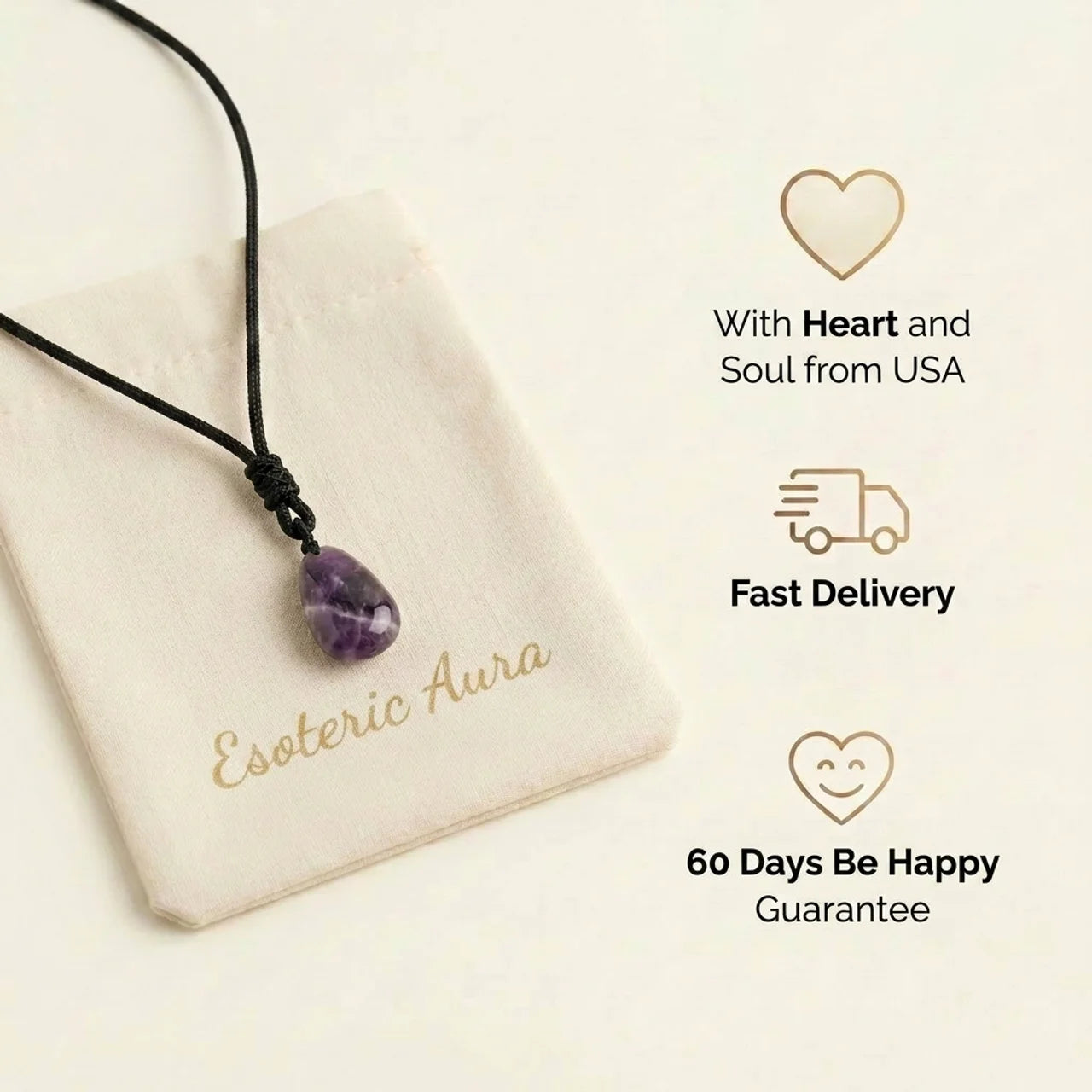 Amethyst Necklace - Pearl with Fabric Chain