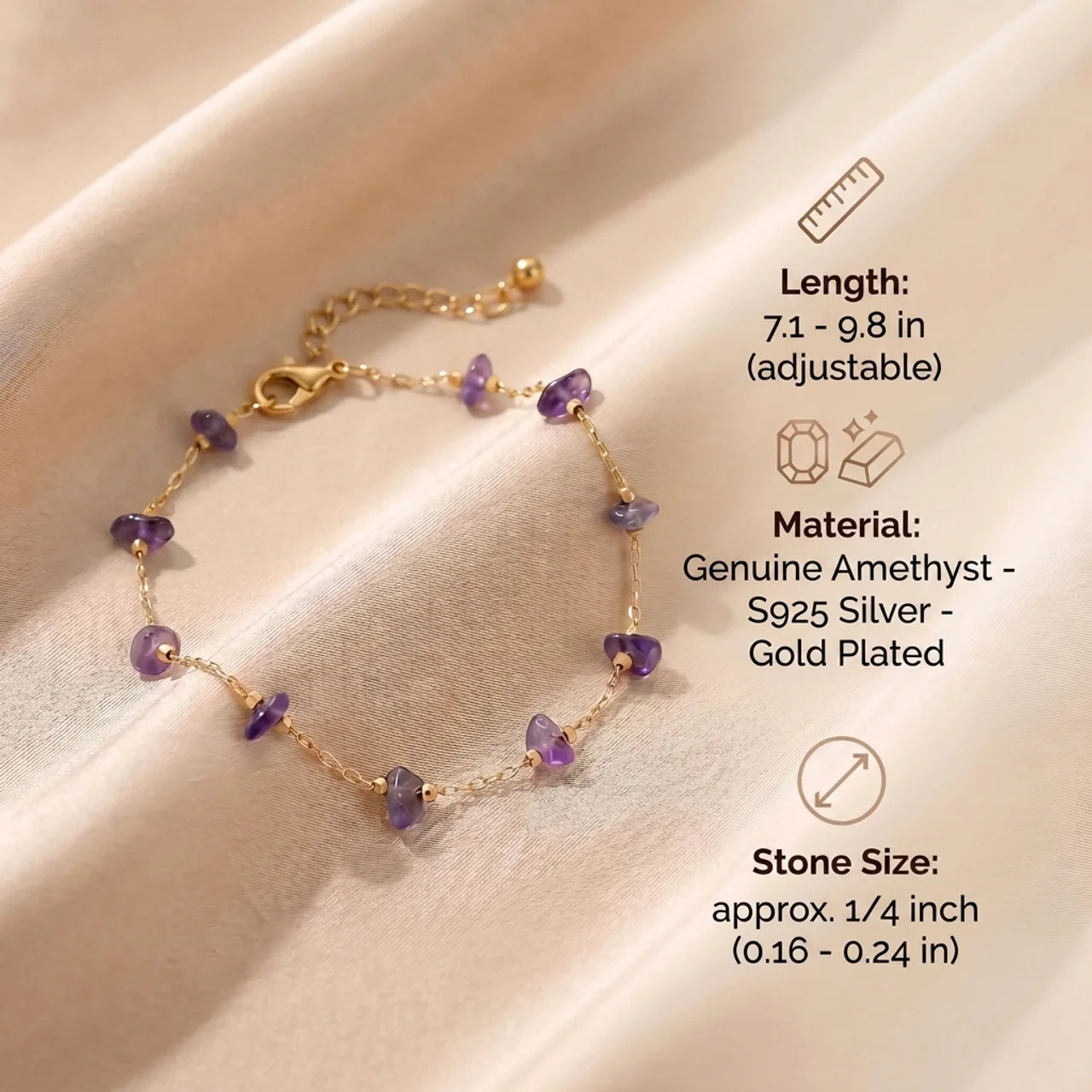Amethyst Bracelet - Natural Pearls in Silver