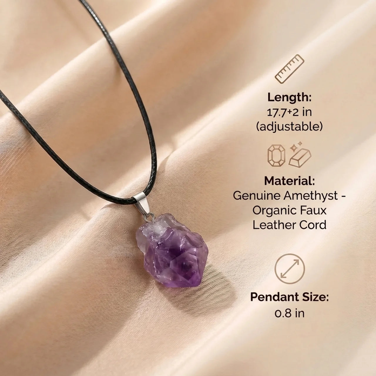 Amethyst Necklace - Unprocessed Natural Stone