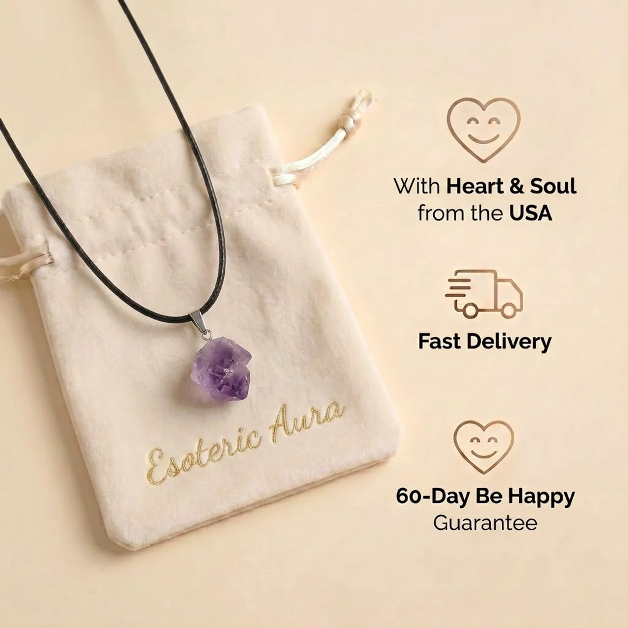 Amethyst Necklace - Unprocessed Natural Stone