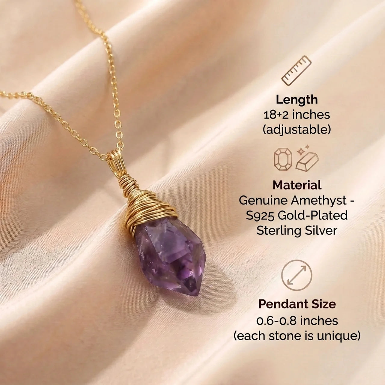 Amethyst Necklace - Elegant Pendant