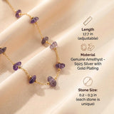 Amethyst Necklace - Raw Beads in Silver