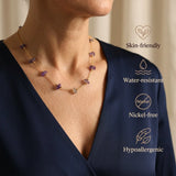 Amethyst Necklace - Raw Beads in Silver