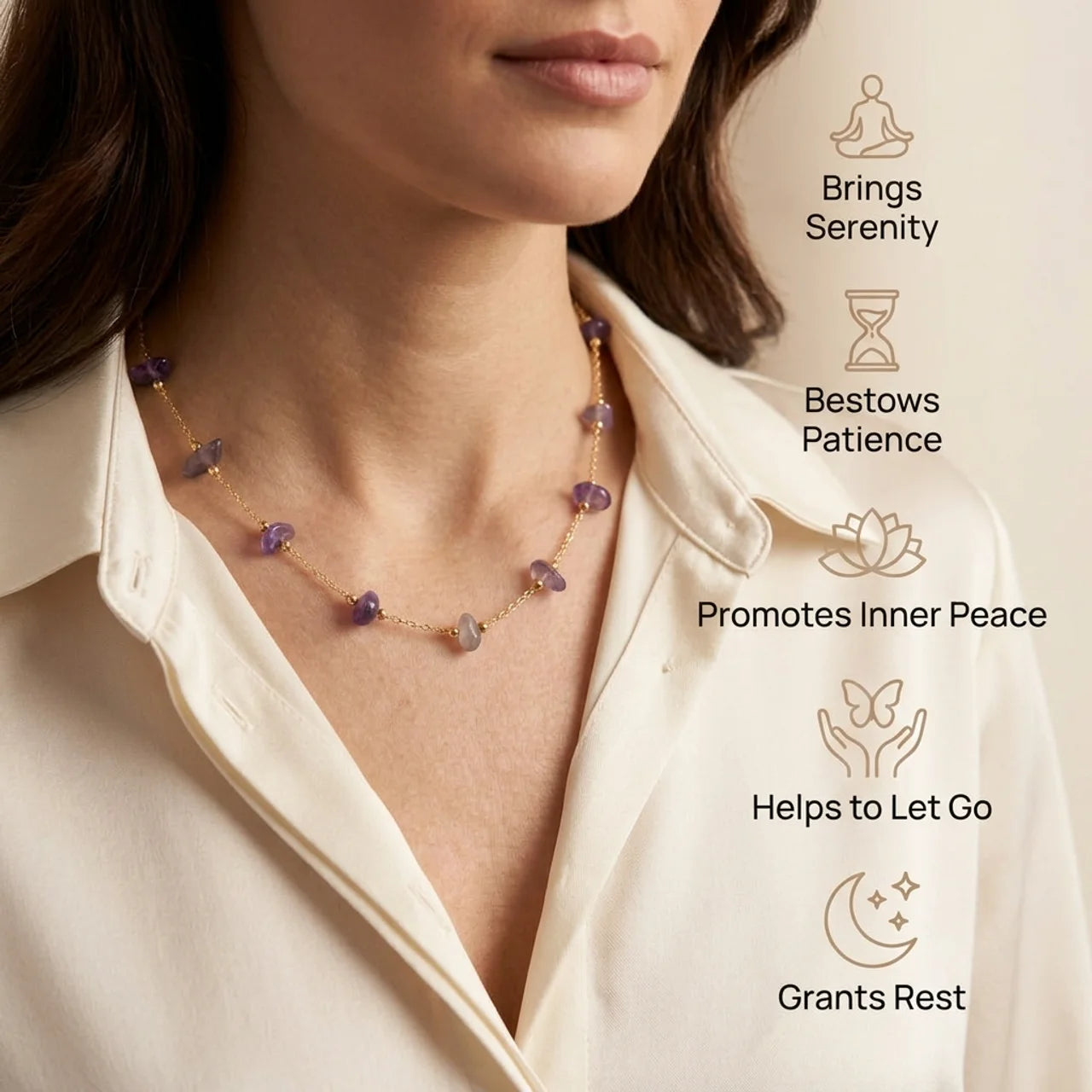 Amethyst Necklace - Raw Beads in Silver