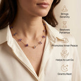Amethyst Necklace - Raw Beads in Silver