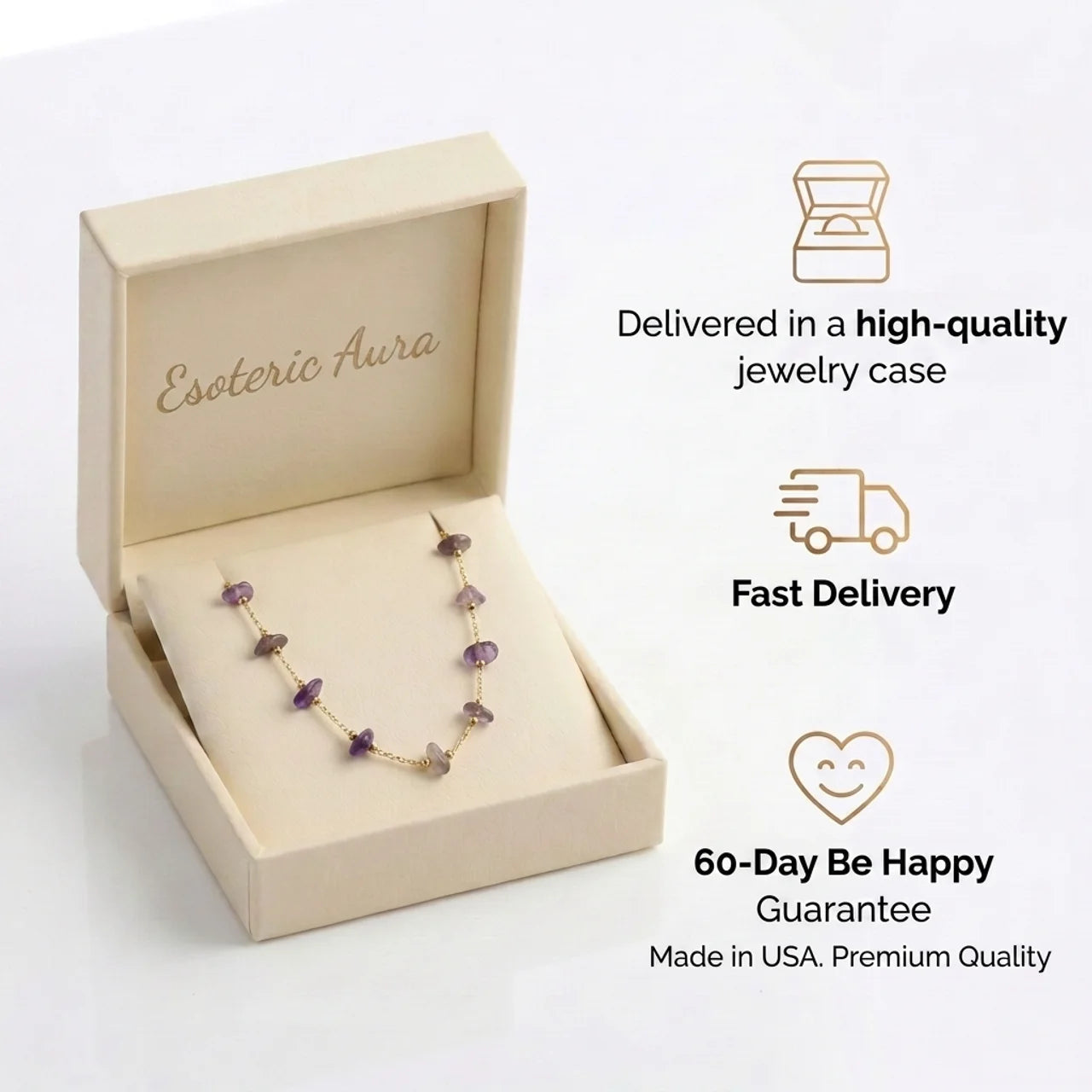 Amethyst Necklace - Raw Beads in Silver
