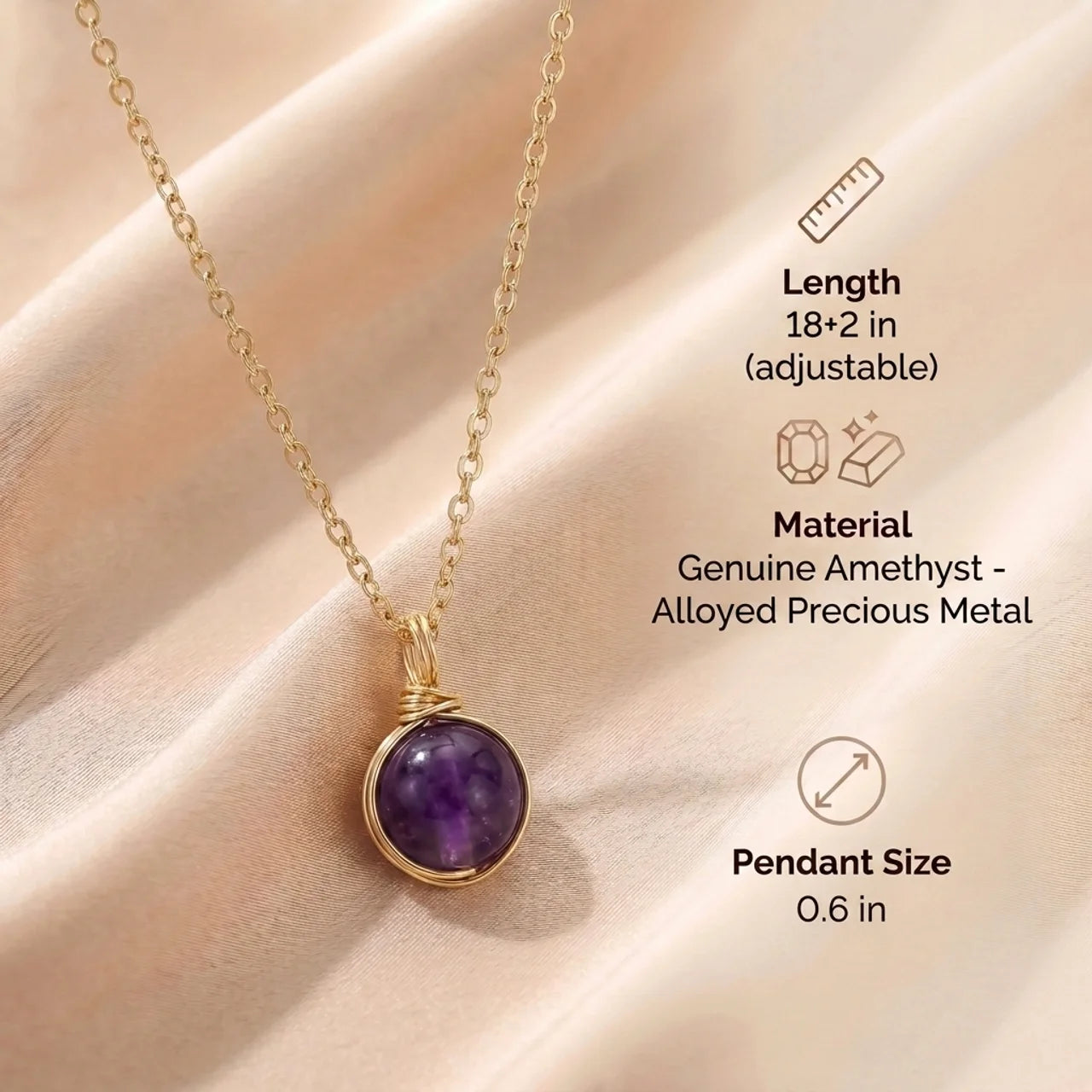 Amethyst Necklace - Sphere with Copper