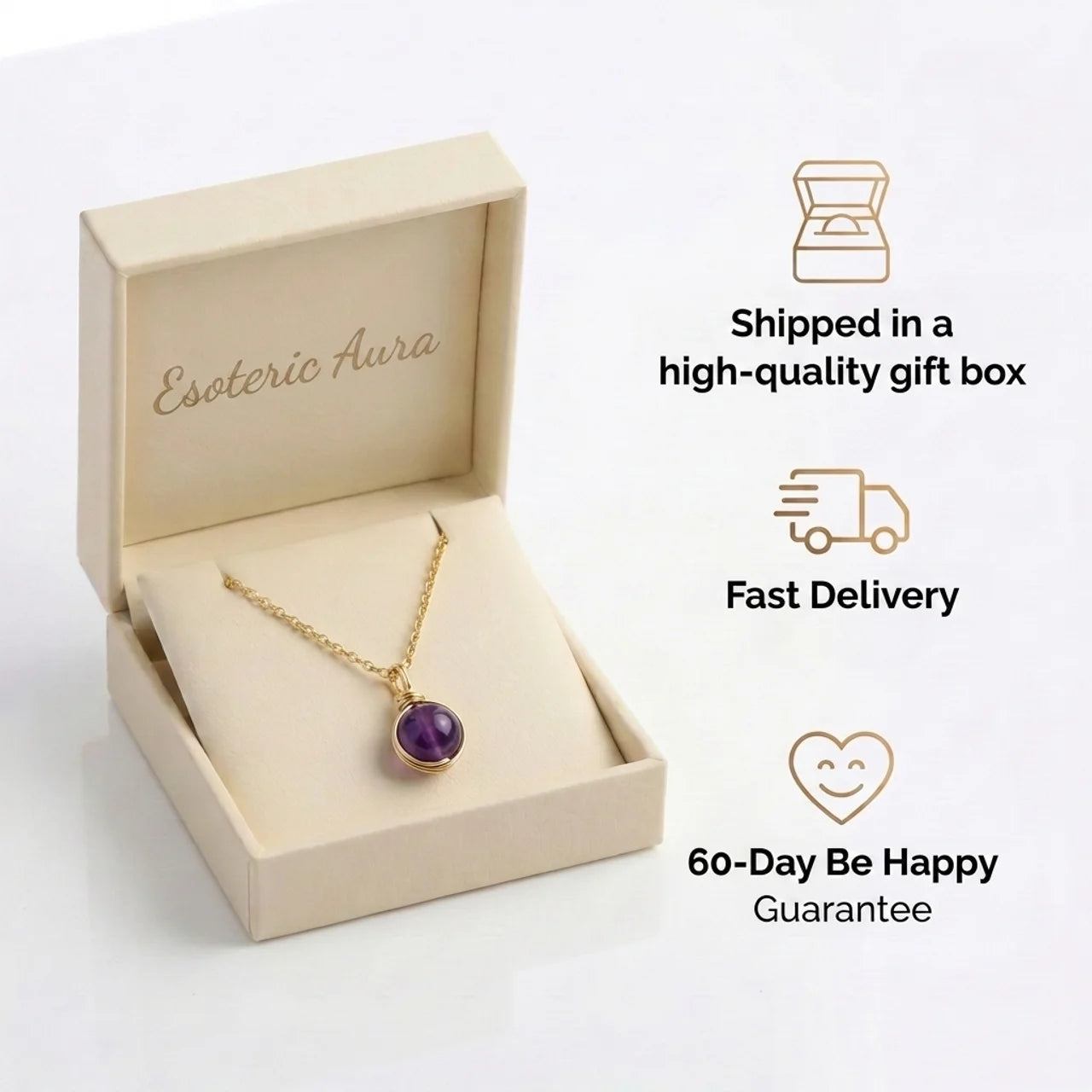 Amethyst Necklace - Sphere with Copper