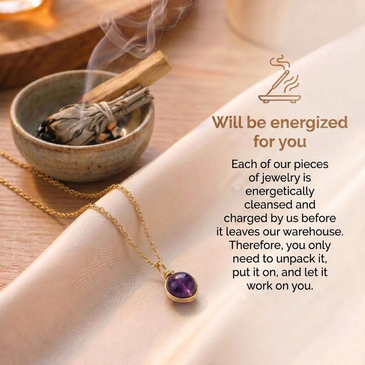 Amethyst Necklace - Sphere with Copper
