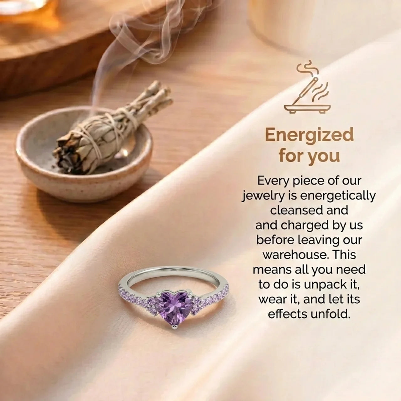 Amethyst Ring - Heart