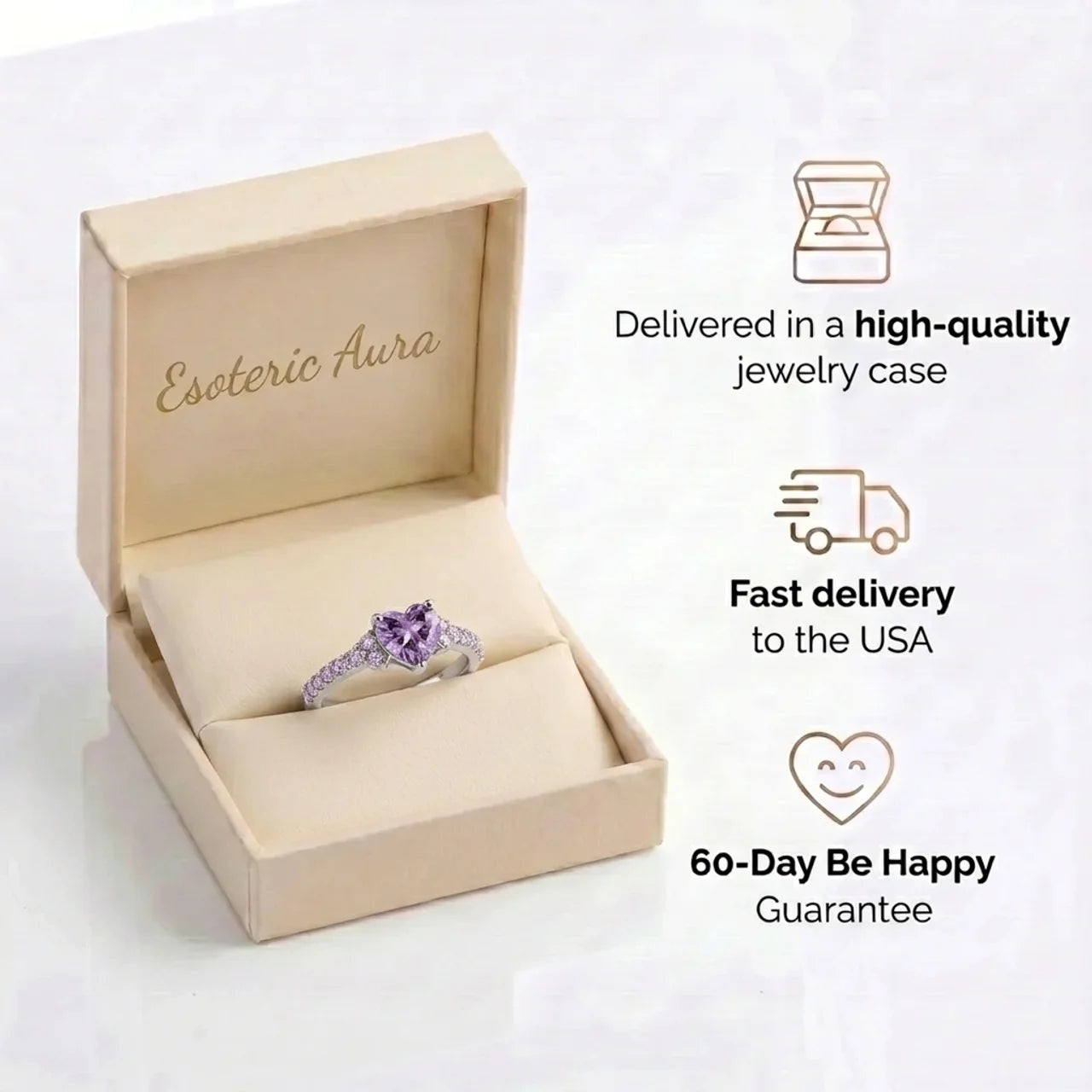 Amethyst Ring - Heart