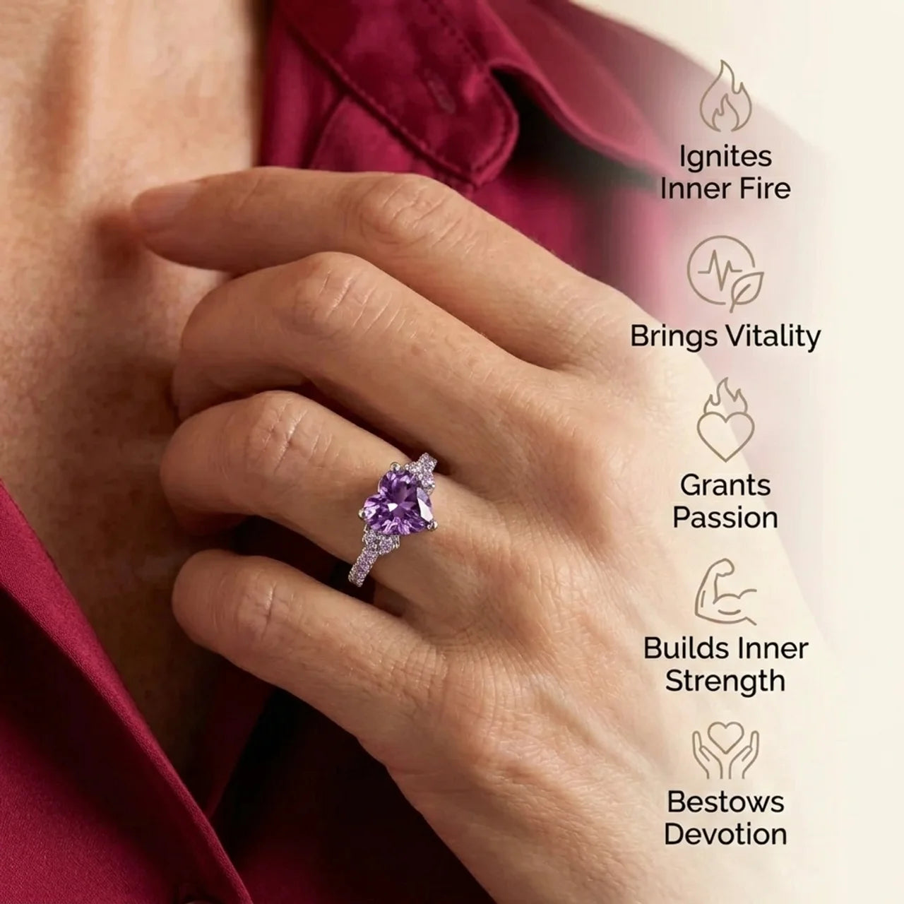 Amethyst Ring - Heart