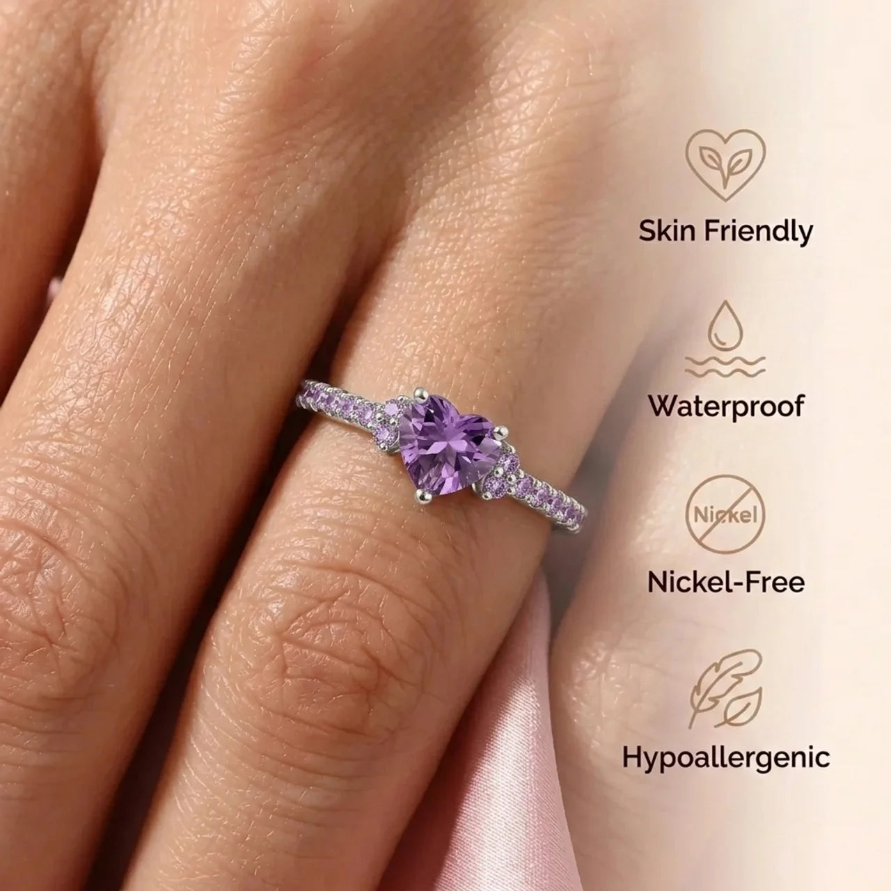Amethyst Ring - Heart