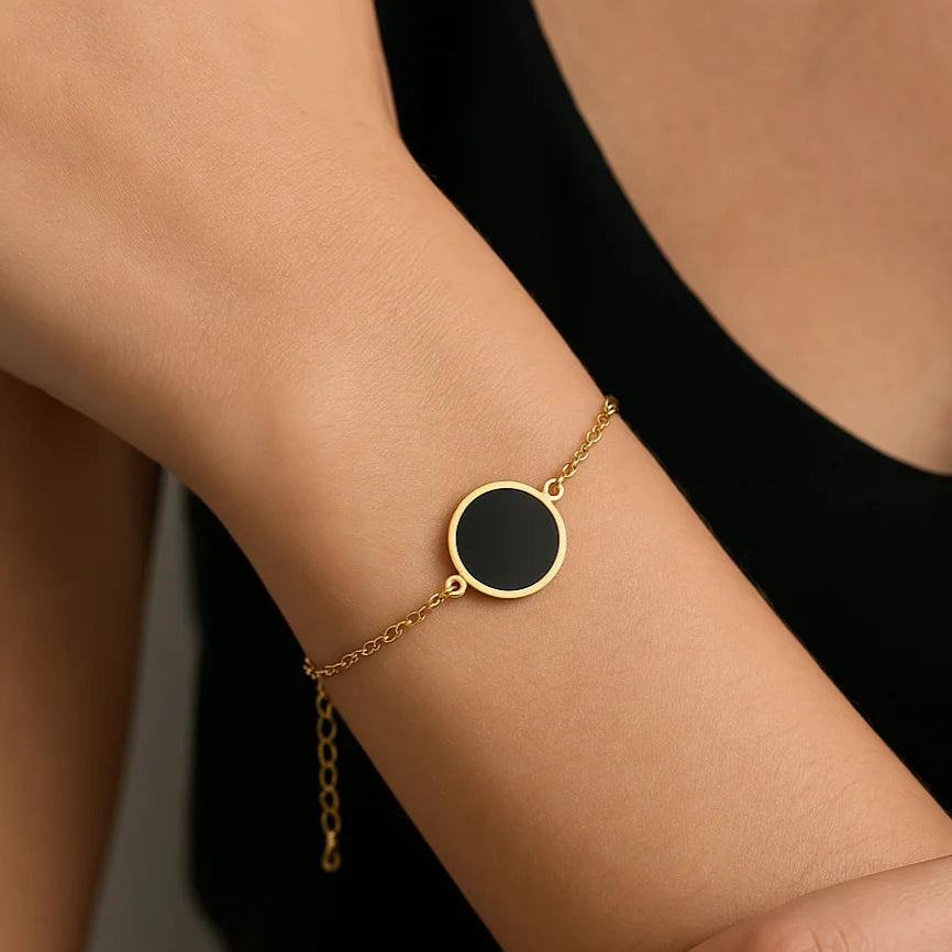 Obsidian Bracelet - Circle Medallion