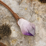 Amethyst Necklace - Unprocessed with Leather Cord