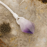 Amethyst Necklace - Unprocessed with Leather Cord