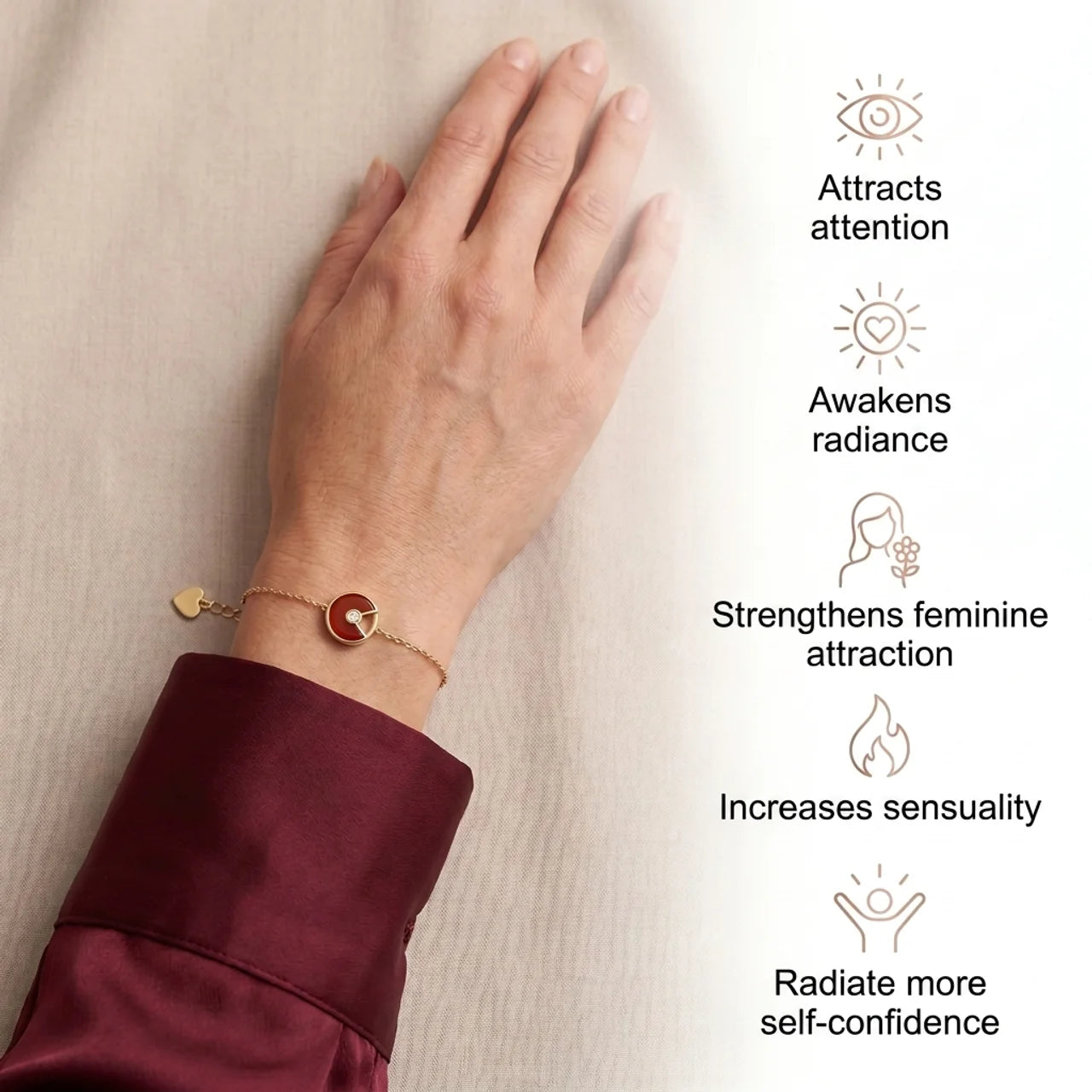 Carnelian Bracelet - Circle Pendant