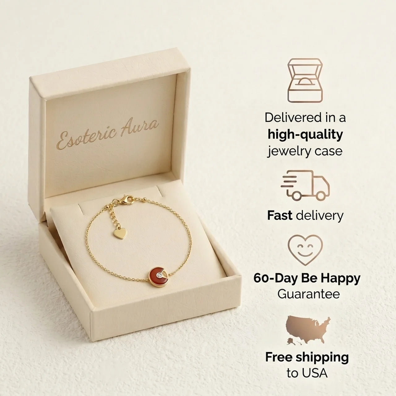 Carnelian Bracelet - Circle Pendant
