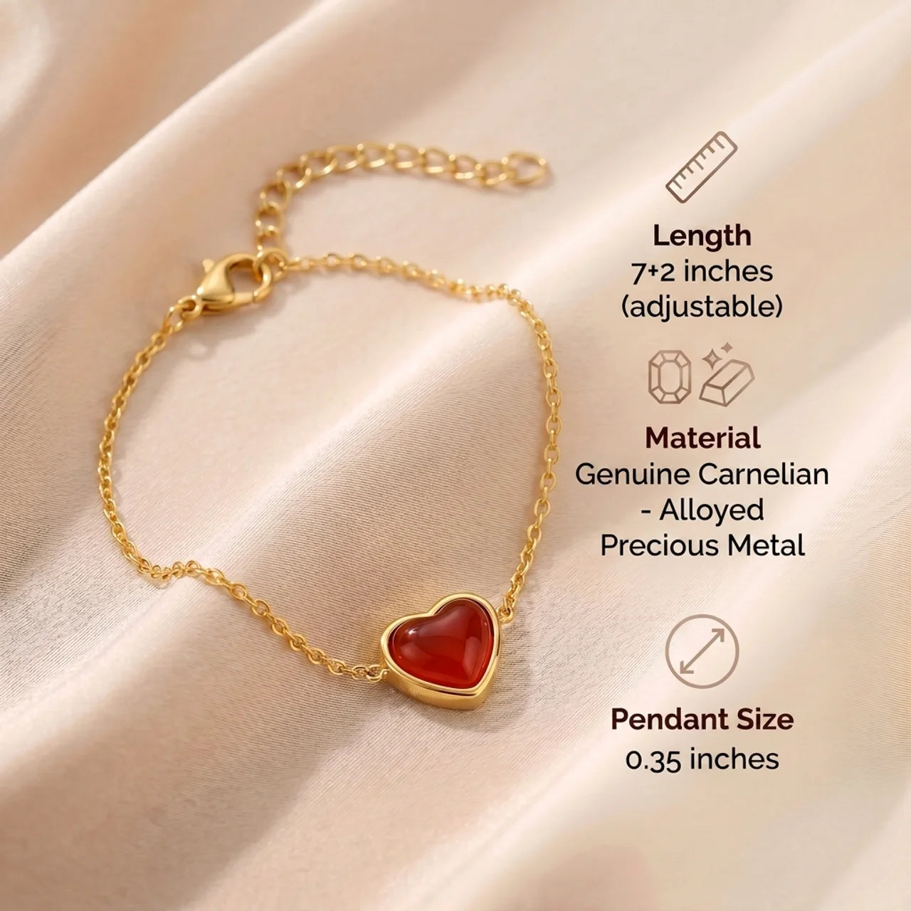Carnelian Bracelet - Heart Shape